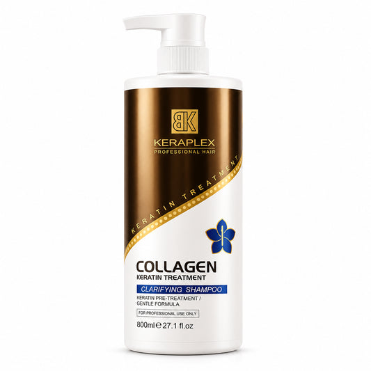 BK Keraplex Collagen Keratin Treatment Clarifying Shampoo, 800ml professional pre-treatment shampoo for removing product build-up before keratin smoothing, barcode 5060907728143
