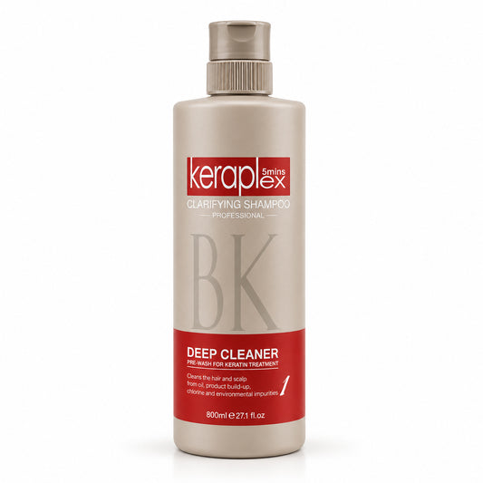 BK Keraplex Clarifying Shampoo, 800ml professional deep cleaning pre-wash for keratin and Brazilian smoothing treatments, barcode 5060907721595