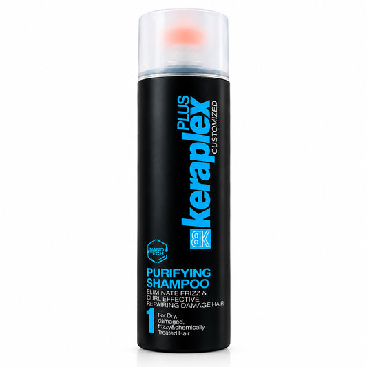 BK Keraplex Plus Nano Tech Purifying Shampoo 1000ml professional deep cleansing formula for dry, damaged, frizzy, and chemically treated hair