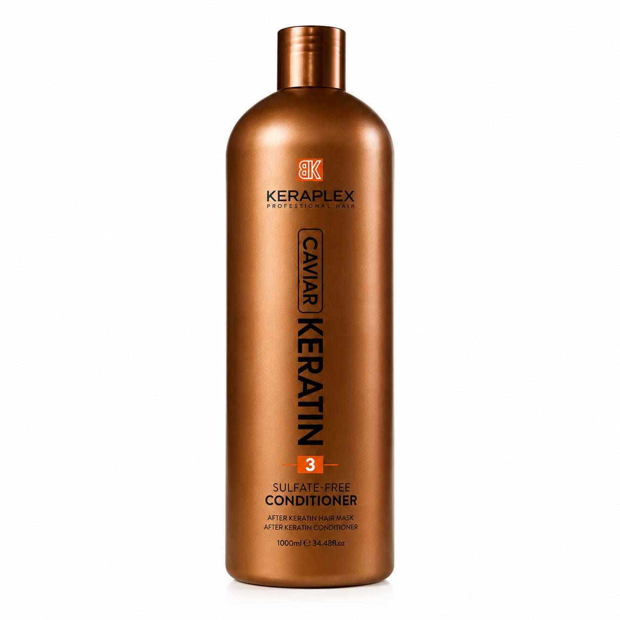 BK Keraplex Caviar Keratin Sulfate-Free Conditioner, 1000ml professional deep moisturizing daily conditioner for colored and keratin-treated hair, barcode 5060907721670.