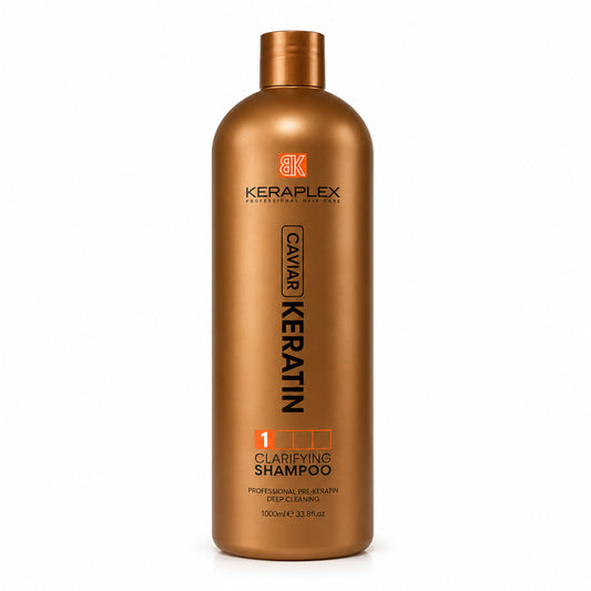 BK Keraplex Caviar Keratin Clarifying Shampoo, 1000ml professional pre-keratin deep cleansing treatment for salon use, barcode 5060907721656.