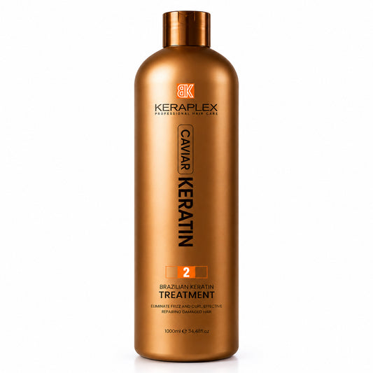 BK Keraplex Caviar Brazilian Keratin Treatment 1L, professional nano plant keratin hair reconstruction and repair treatment for frizz-free, straight, and glossy hair, barcode 5060907721663