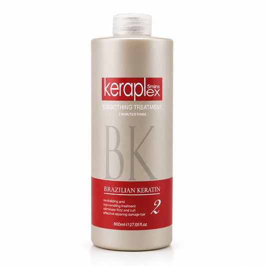 BK Keraplex Brazilian Keratin Hair Treatment 800ml, professional organic keratin smoothing and damage repair system for frizz-free, straight, and revitalized hair, barcode 5060907721601.