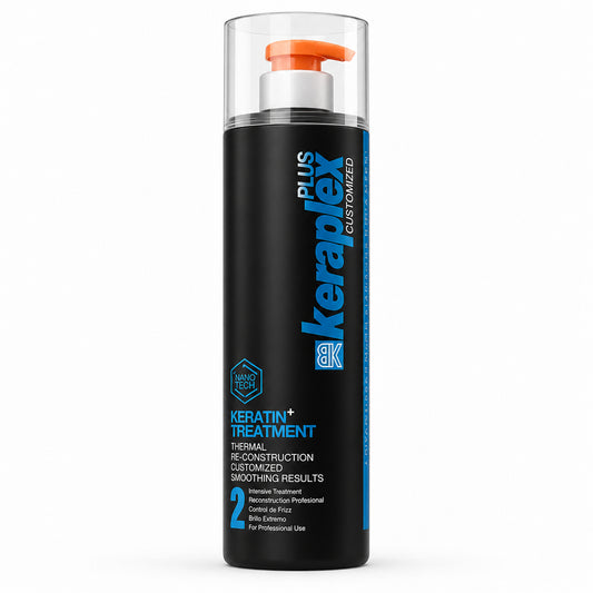 BK Keraplex Plus Nano Tech Keratin Treatment 1L, professional thermal re-construction smoothing system enriched with silk protein and Argan Oil for straight, frizz-free hair, barcode 0100140834814