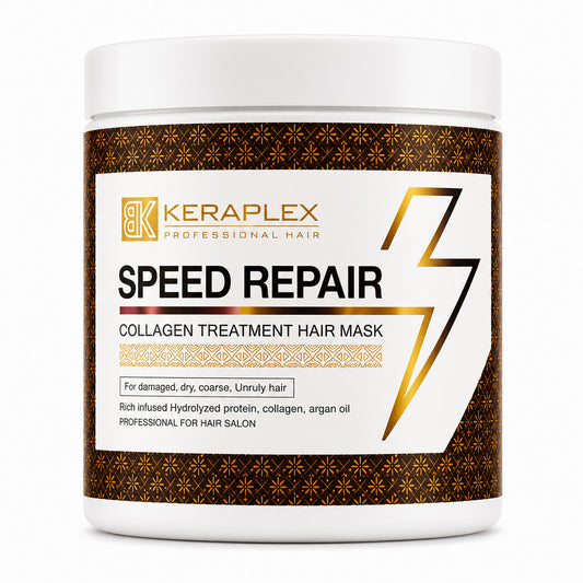 BK Keraplex Speed Repair Collagen Treatment Hair Mask, 500ml professional repairing treatment for damaged, dry, and coarse hair with hydrolyzed protein, collagen, and argan oil, barcode 5060907728174